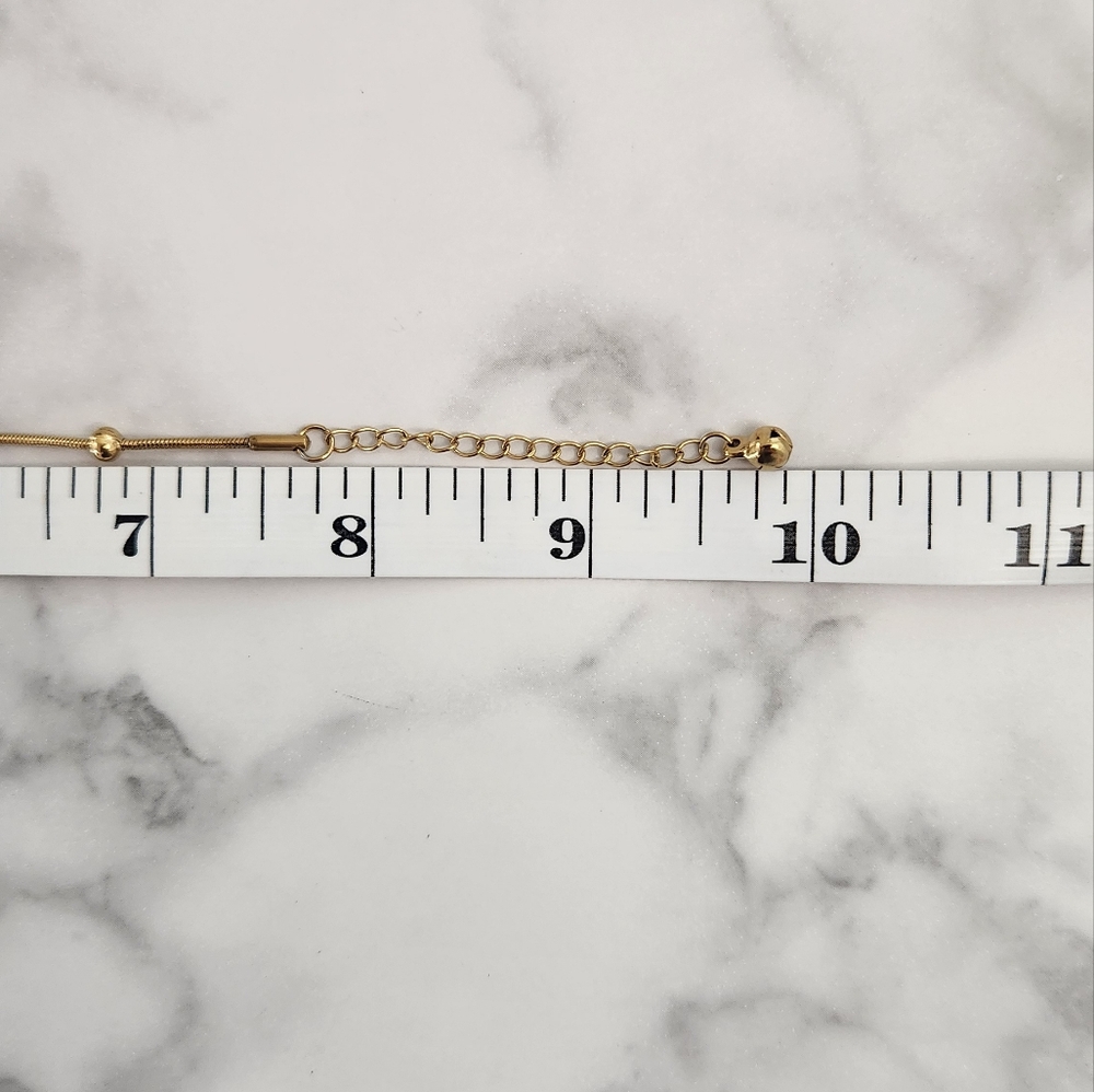 Gold Plated Anklet • Snake Chain with Round Beads • Adjustable Dainty Anklet - Picture 11 of 11